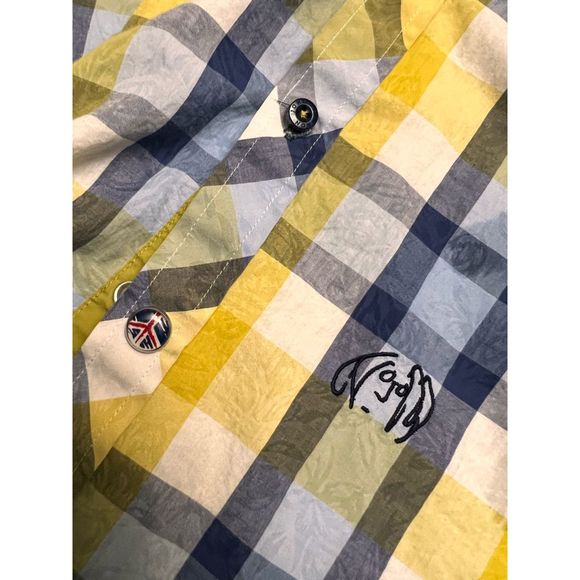 John Lennon Yellow/Blue Button Up Shirt Size Medium - Picture 6 of 6